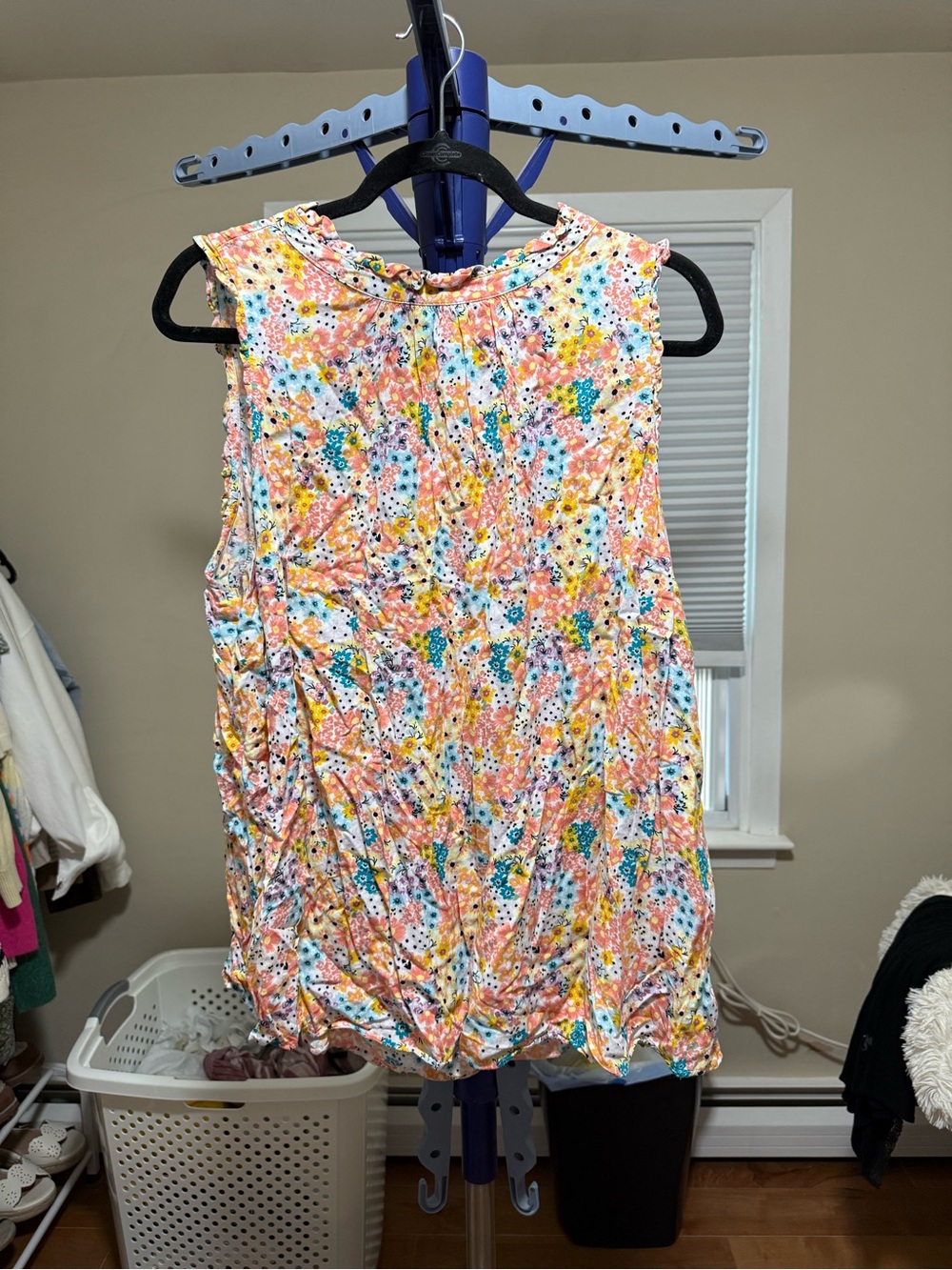 Torrid Size 2- Sleeveless Floral Smocked Neck Top - Pink Multi - Picture 3 of 7